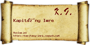 Kapitány Imre névjegykártya