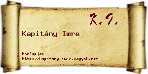 Kapitány Imre névjegykártya